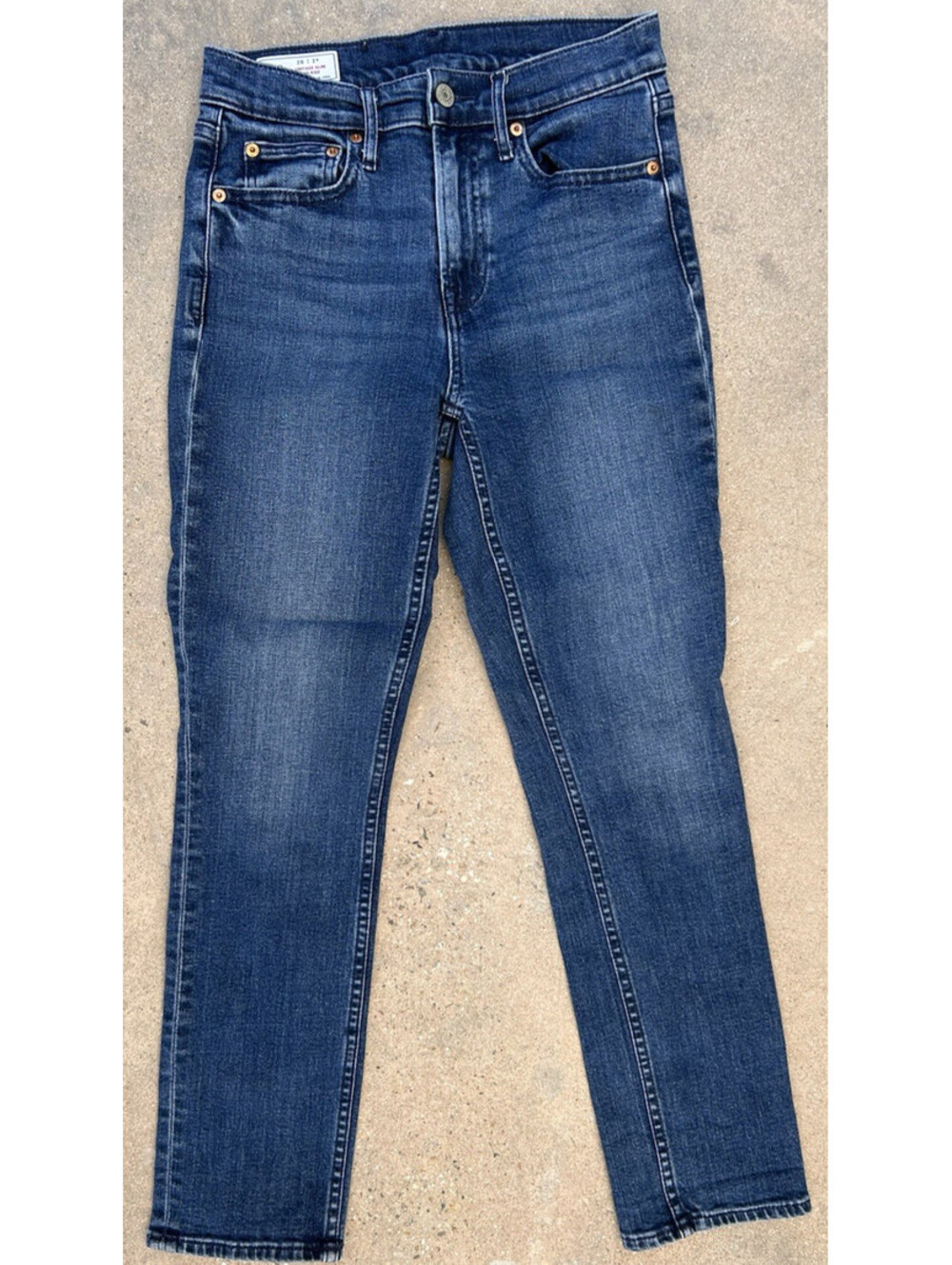 Gap Womens 26/2 Blue Jeans Denim Mid Rise Stretch Cotton Blend Vintage Slim Rise